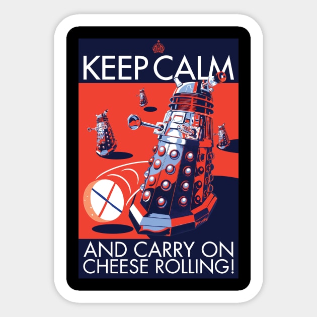 DALEK CHEESE ROLLING Sticker by Armadillo Hat